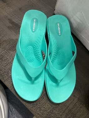 Okabashi Women's Splash Platform Wedge Flip Flops in Sea Glass